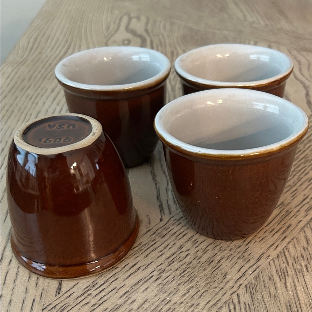Vintage Hall Pottery Set of 4 cups/ ramekin